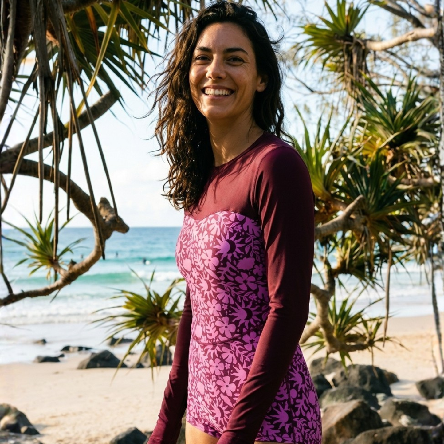 Cherry Bloom Long Sleeve Surf Suit