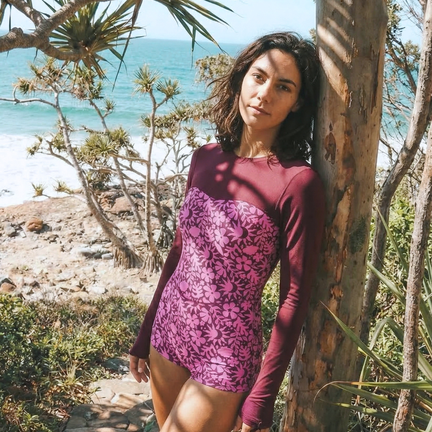 Cherry Bloom Long Sleeve Surf Suit